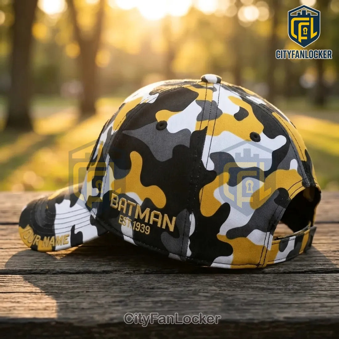 Batman Yellow Camo Personalized Baseball Cap