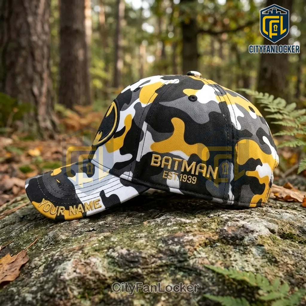 Batman Yellow Camo Personalized Baseball Cap