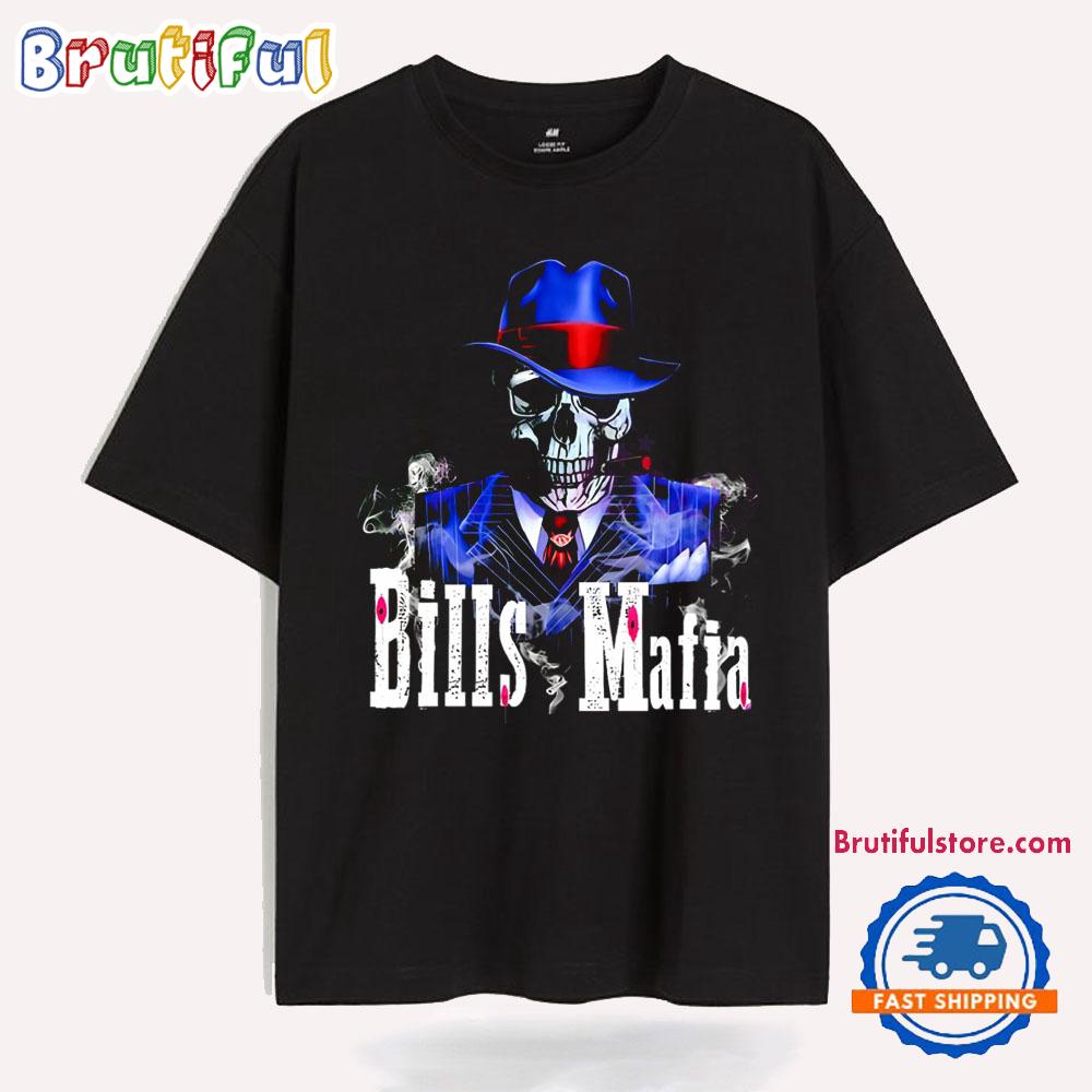 Bills Mafia Skull Smoking Football T Shirt