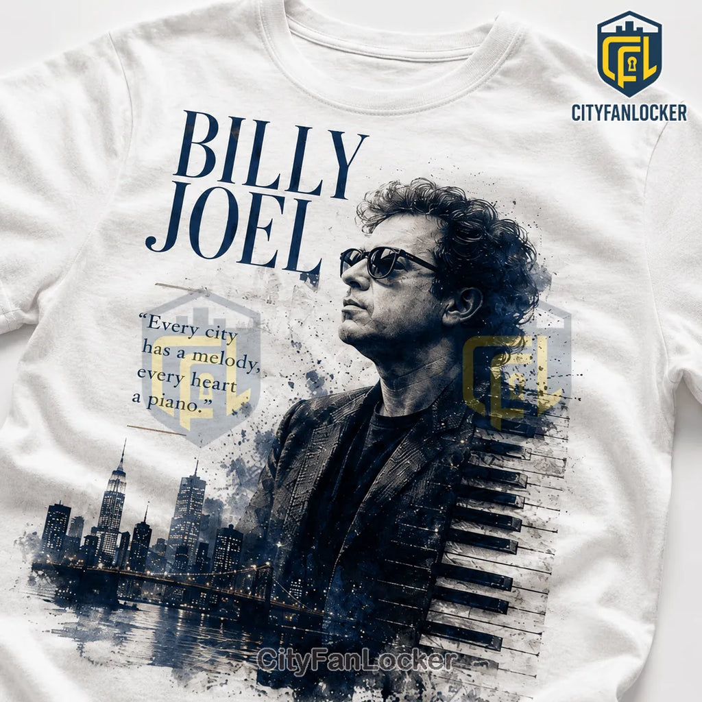 Billy Joel New York City Skyline IPortrait Cotton T-Shirt