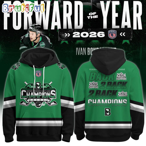 Binghamton Black Bears 2026 FPHL Champions Three-Peat Design Hoodie T-Shirt