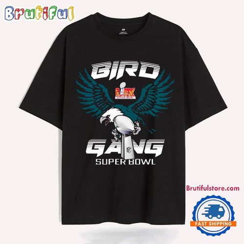 Bird Gang Eagle Mascot Holding The Trophy Super Bowl Lix T Shirt