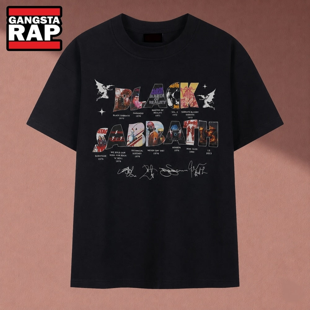 Black Sabbath Album Art Collage Signatures Heavy Metal T Shirt, Music 2D Shirt
