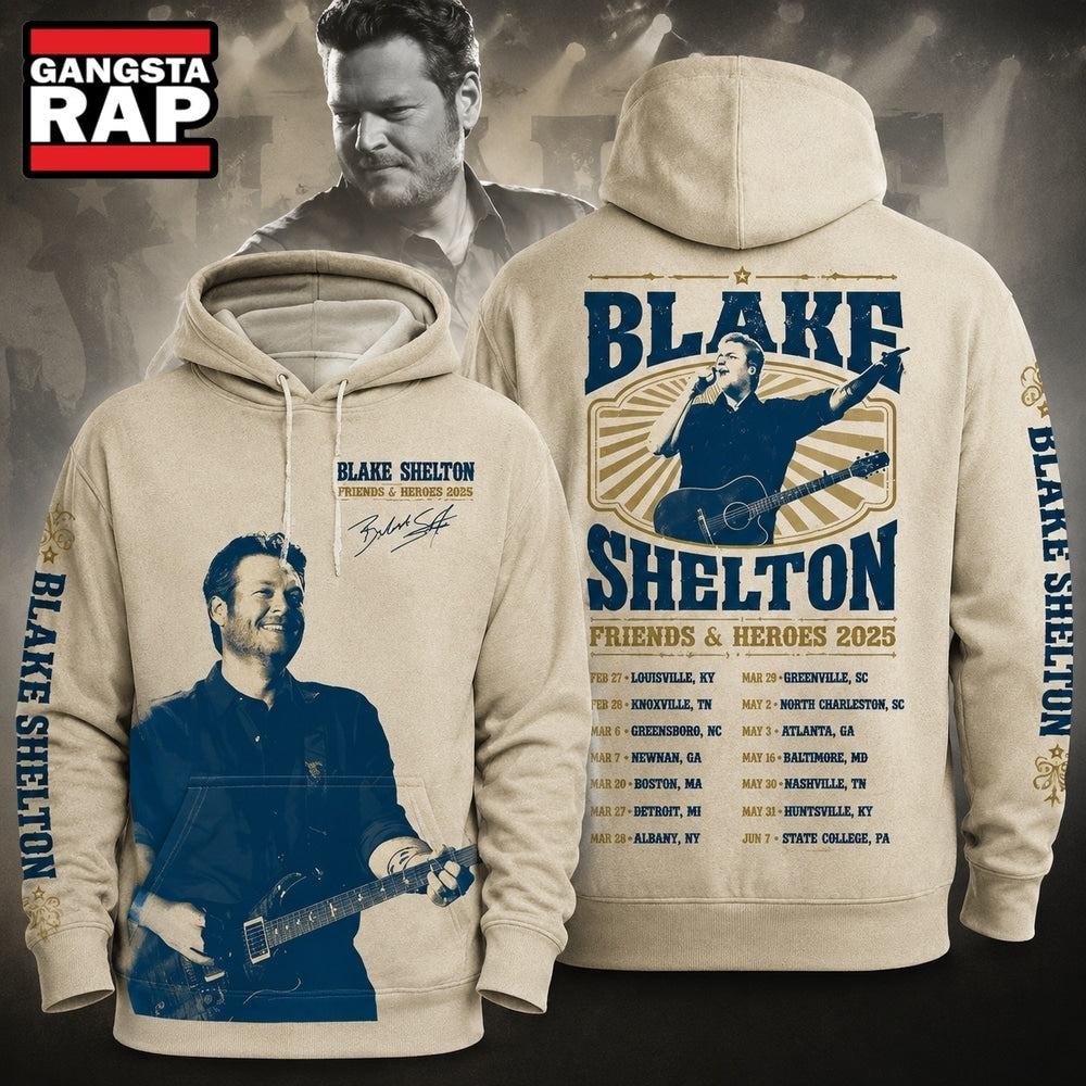 Blake Shelton Friends And Heroes 2025 Tour Hoodie T-Shirt