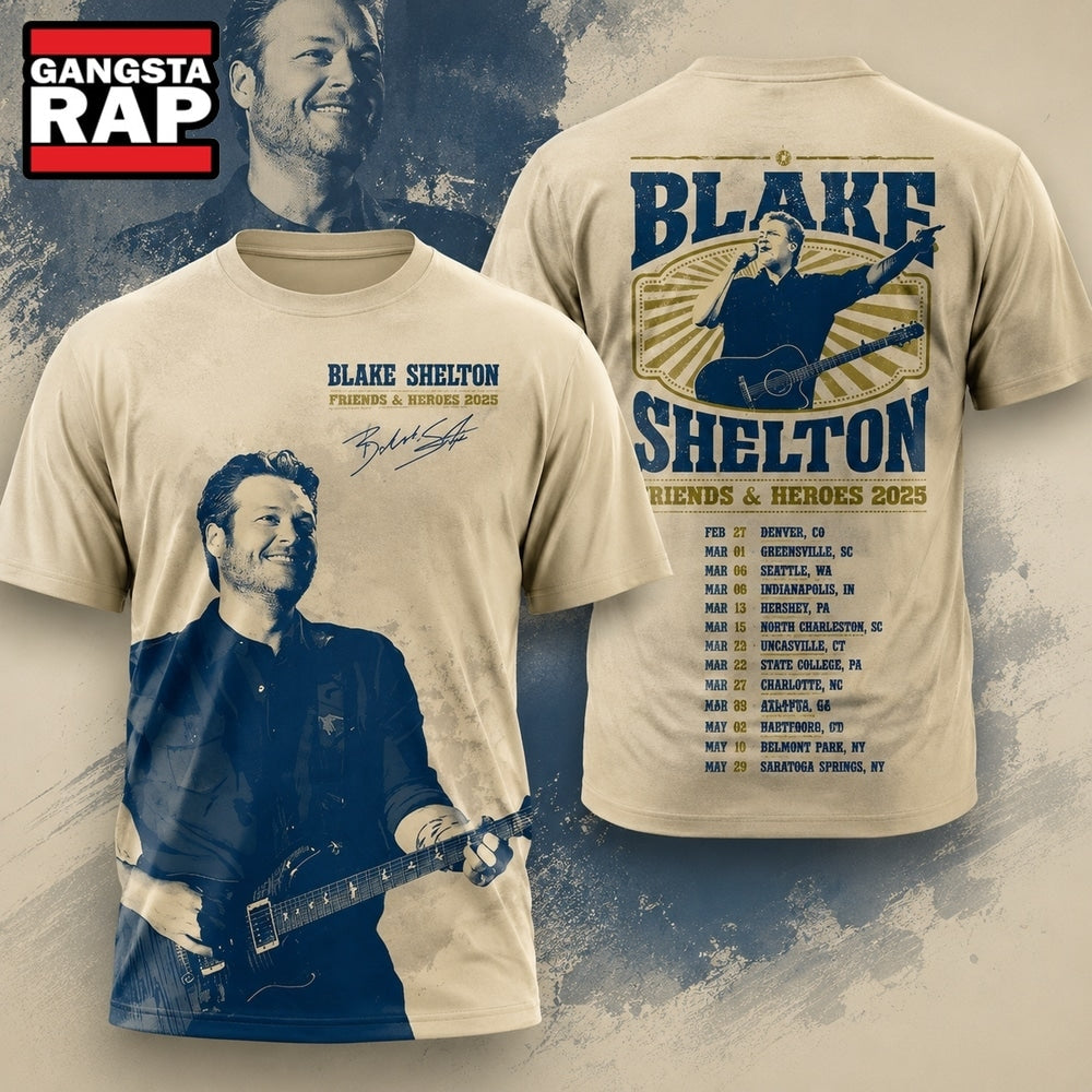 Blake Shelton Friends And Heroes 2025 Tour Hoodie T-Shirt