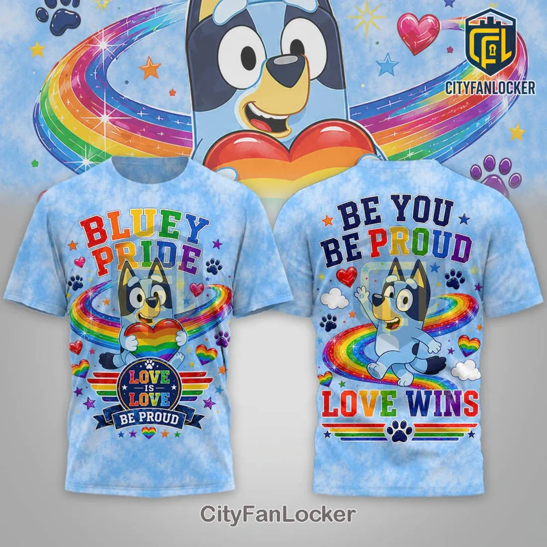 Bluey Pride Rainbow Love Wins Tie Dye Pullover Graphic Hoodie