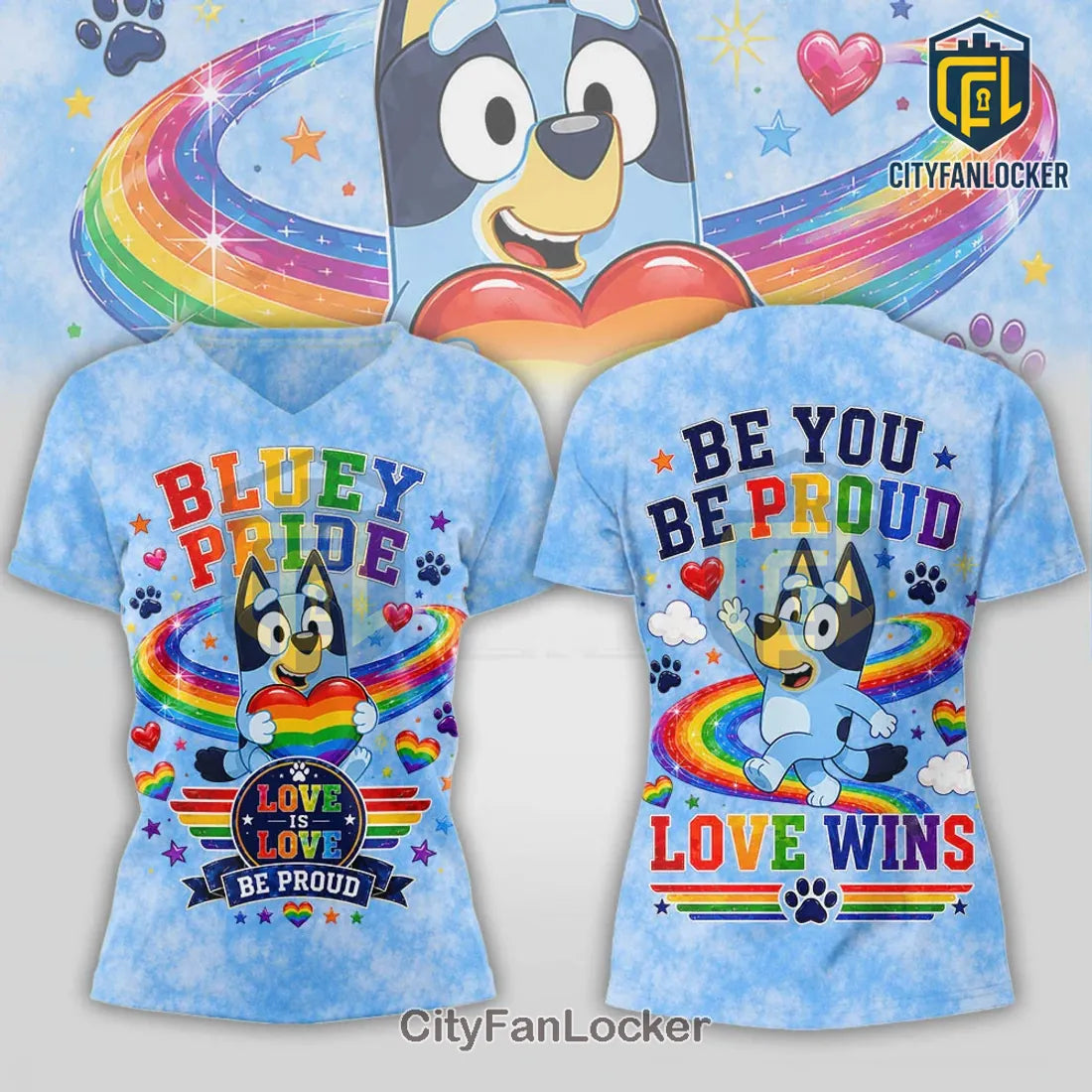 Bluey Pride Rainbow Love Wins Tie Dye Pullover Graphic Hoodie