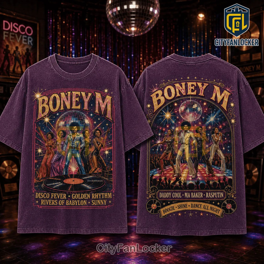 Boney M Vintage Disco Purple T-Shirt