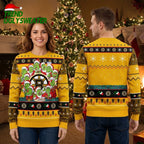 Boston Bruins Grinch Characters Surrounding Logo Ugly Christmas Sweater