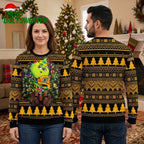 Boston Bruins Grinch Hockey Player Christmas Lights Ugly Christmas Sweater