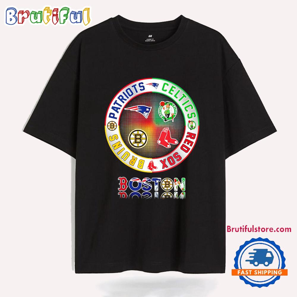 Boston Patriots Celtics Red Sox Bruins Logo T Shirt