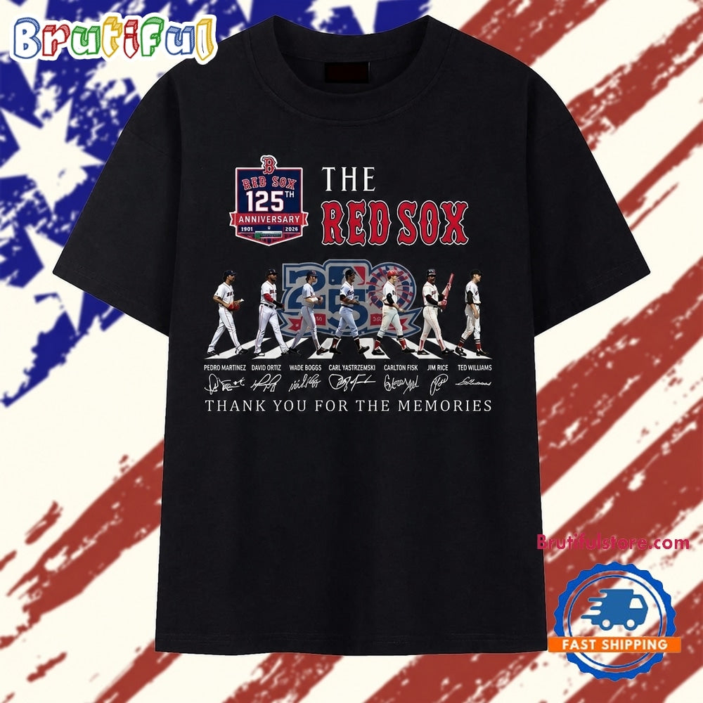 Boston Red Sox 125th Anniversary Abbey Road Legends Signatures T Shirt