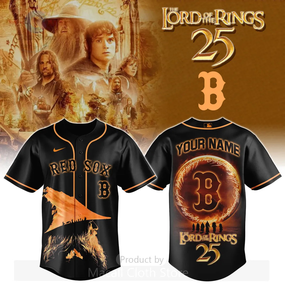 Boston Red Sox Lord of the Rings Personalized Baseball Jersey
