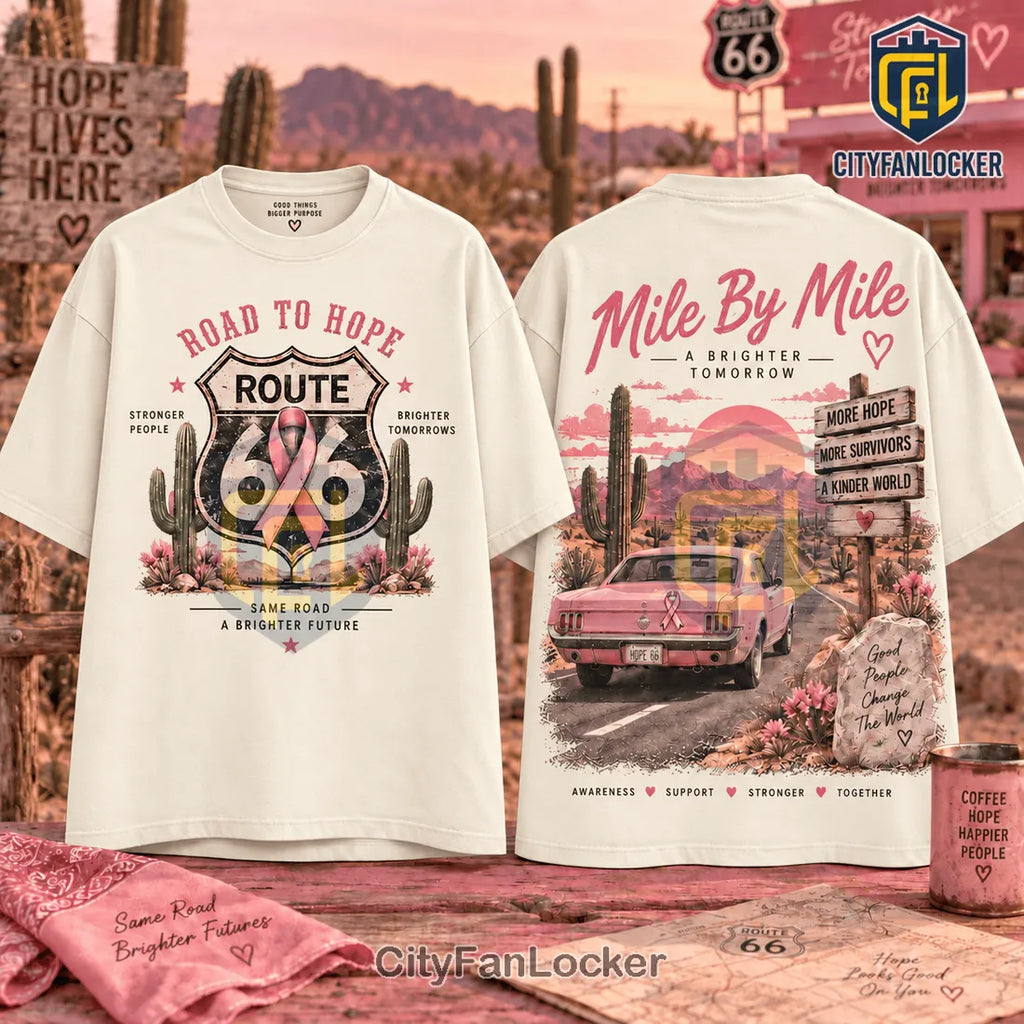Breast Cancer Awareness Road To Hope Cream Shirt