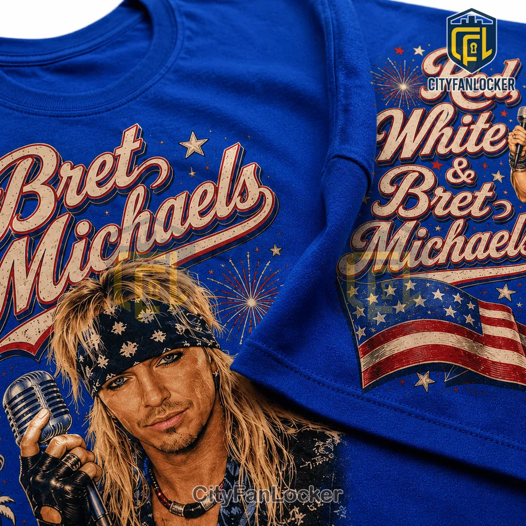 Bret Michaels Red White and Bret Casual Crewneck Shirt