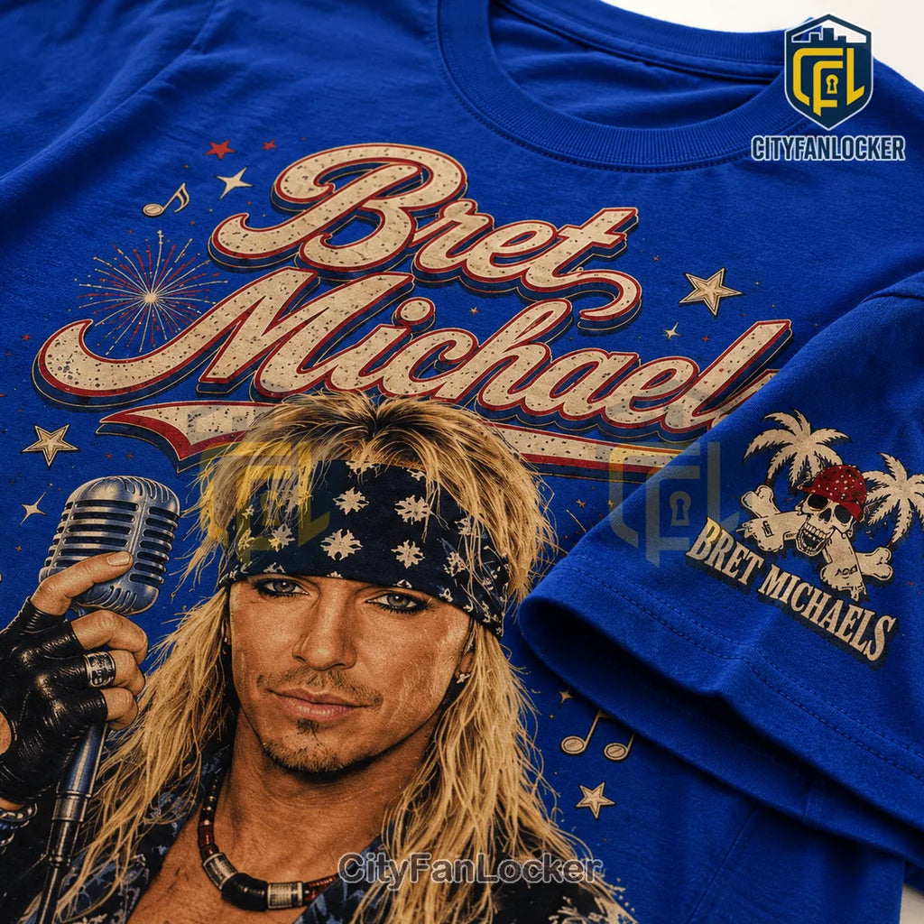 Bret Michaels Red White and Bret Casual Crewneck Shirt