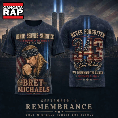 Bret Michaels September 11 American Flag Tribute 343 Back Graphic 3D Shirt