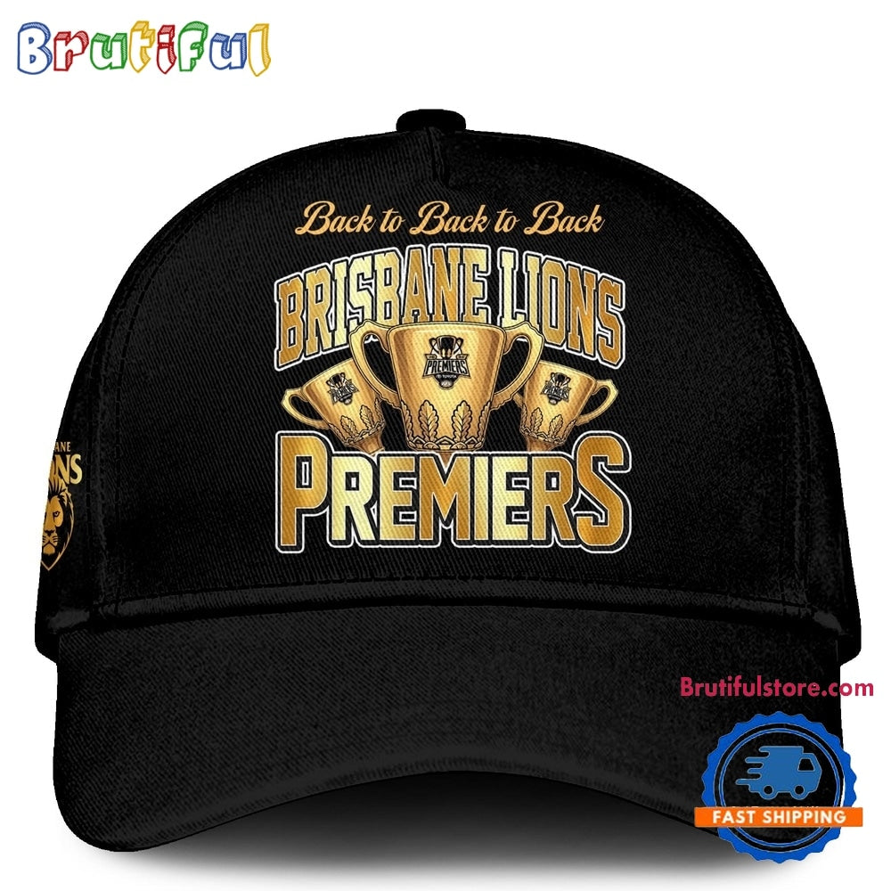 Brisbane Lions 2026 AFL Premiers Three Peat Black Cap