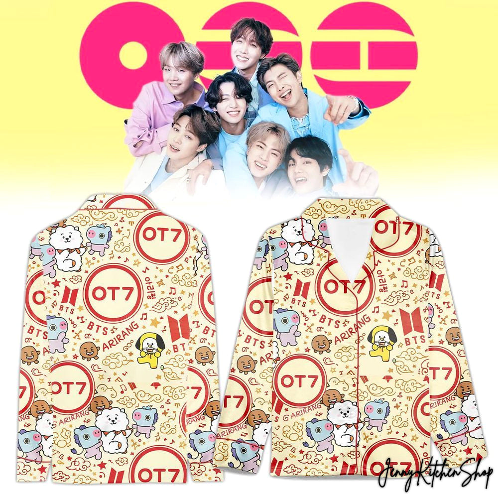 BTS 2026 OT7 Arirang For Fans Cute Satin Pajamas Set