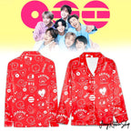 BTS Arirang 2026 Beautiful For Fans Red Satin Pajamas Set
