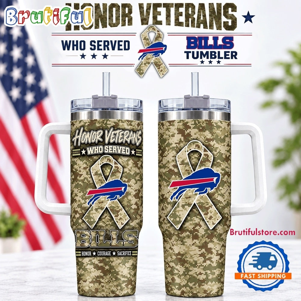 Buffalo Bills 2026 NFL Honor Veterans Camo Stanley Tumbler