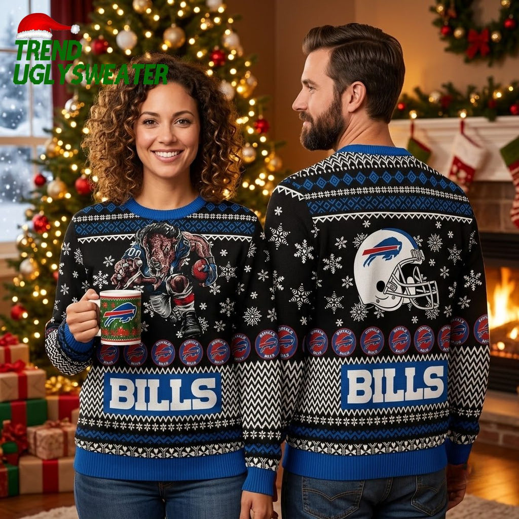 Buffalo Bills Fierce Rushing Buffalo Ugly Christmas Sweater