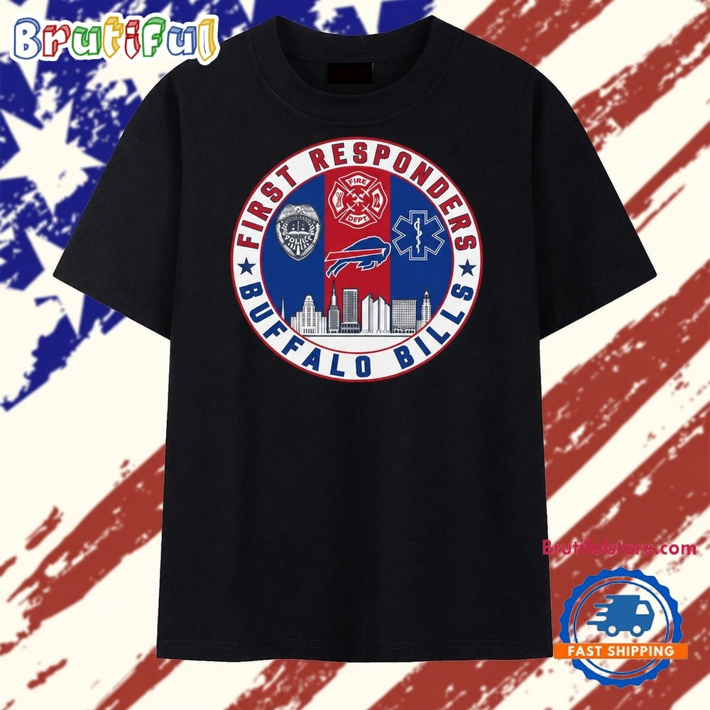 Buffalo Bills First Responders Police Fire Dept EMS Skyline T Shirt