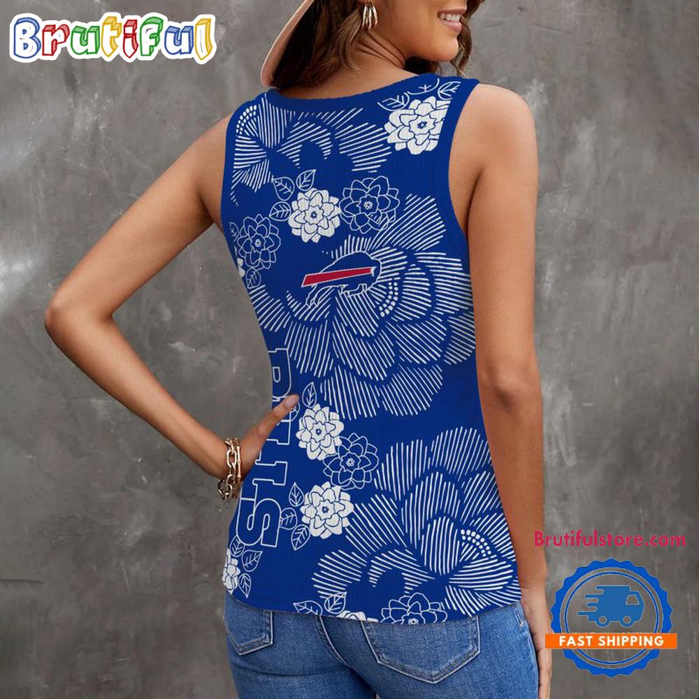 Buffalo Bills Flower Pattern Women’s V-Neck Ribbed Tank Top