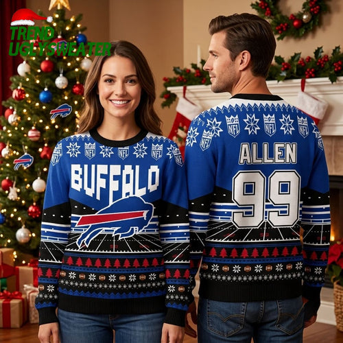 Buffalo Bills Football Field Ugly Christmas Sweater