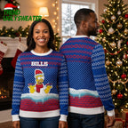Buffalo Bills Homer Simpson Santa Hat Ugly Christmas Sweater