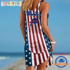 Buffalo Bills In My Veins USA In My Heart Independence Day Women’s Summer Beach Sling Dress