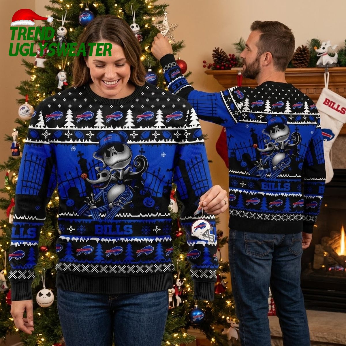 Buffalo Bills Jack Skellington Nightmare Before Christmas Ugly Christmas Sweater