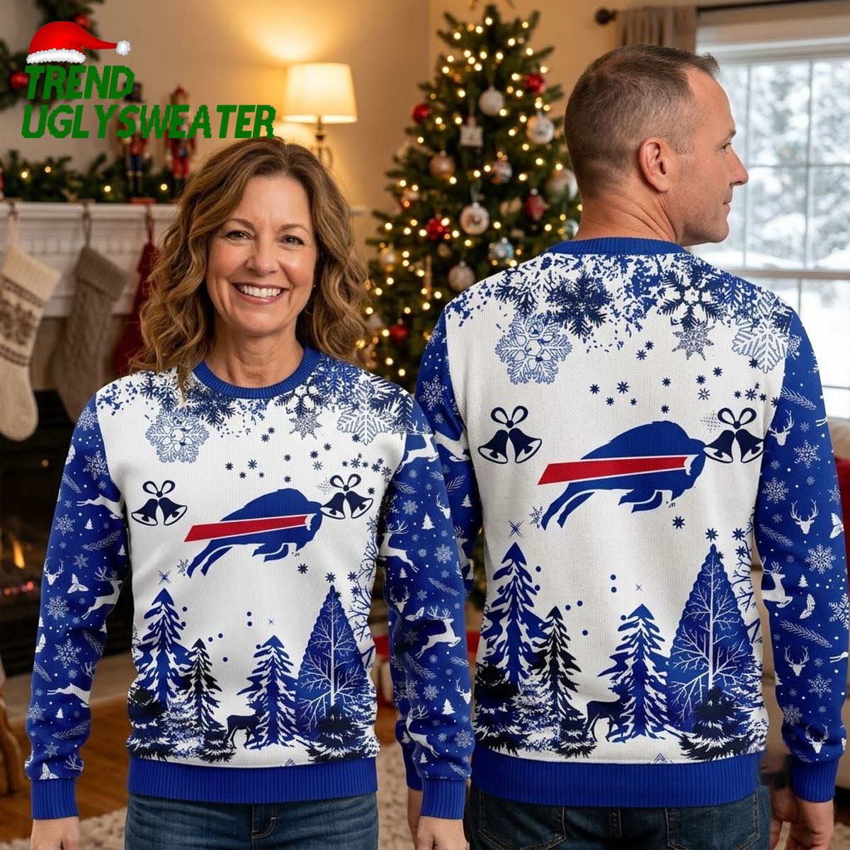 Buffalo Bills Logo And Christmas Tree Ugly Christmas Sweater