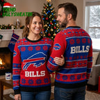 Buffalo Bills Logo And Snowflakes Ugly Christmas Sweater
