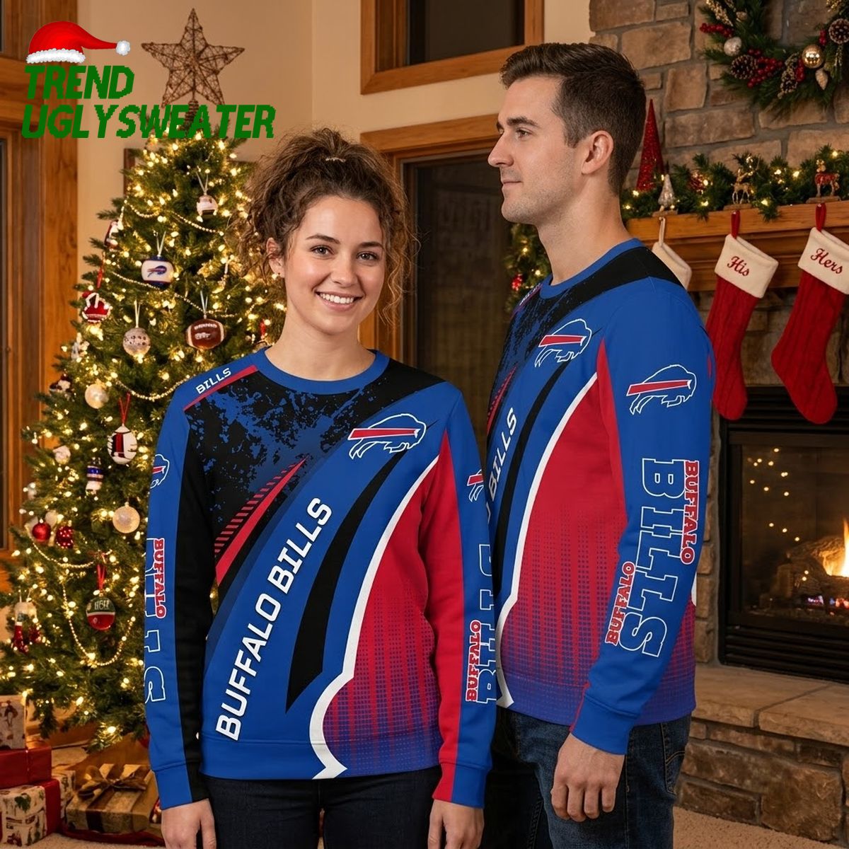 Buffalo Bills Logo And Team Name Ugly Christmas Sweater