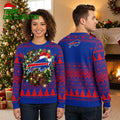 Buffalo Bills Logo Santa Hat Wreath Ugly Christmas Sweater