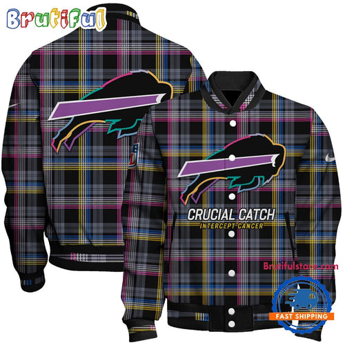 Buffalo Bills National Football League Crucial Catch Intercept Cancer Unisex Varsity Jacket