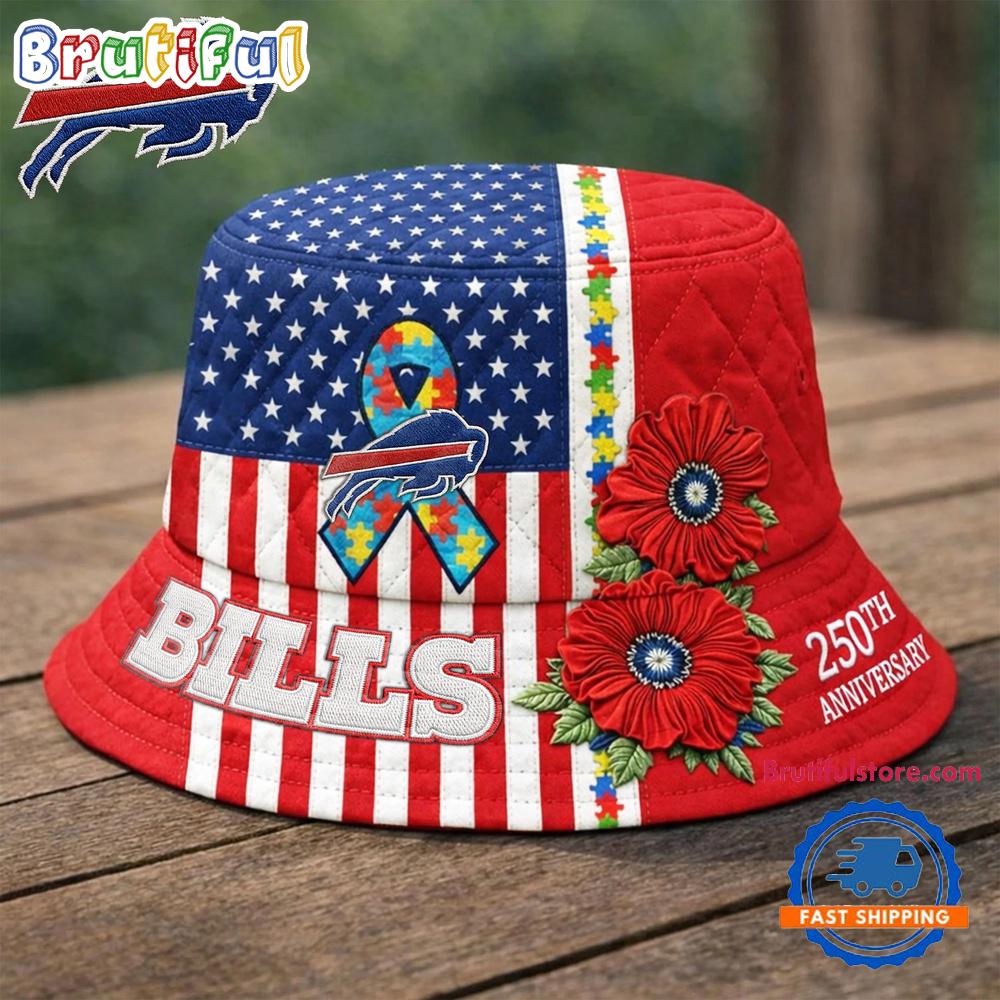 Buffalo Bills NFL Autism America 250th Anniversary Bucket Hat