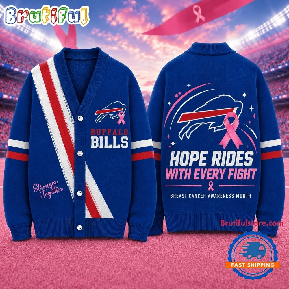 Buffalo Bills NFL Breast Cancer Hope Rides With Every Fight Cardigan