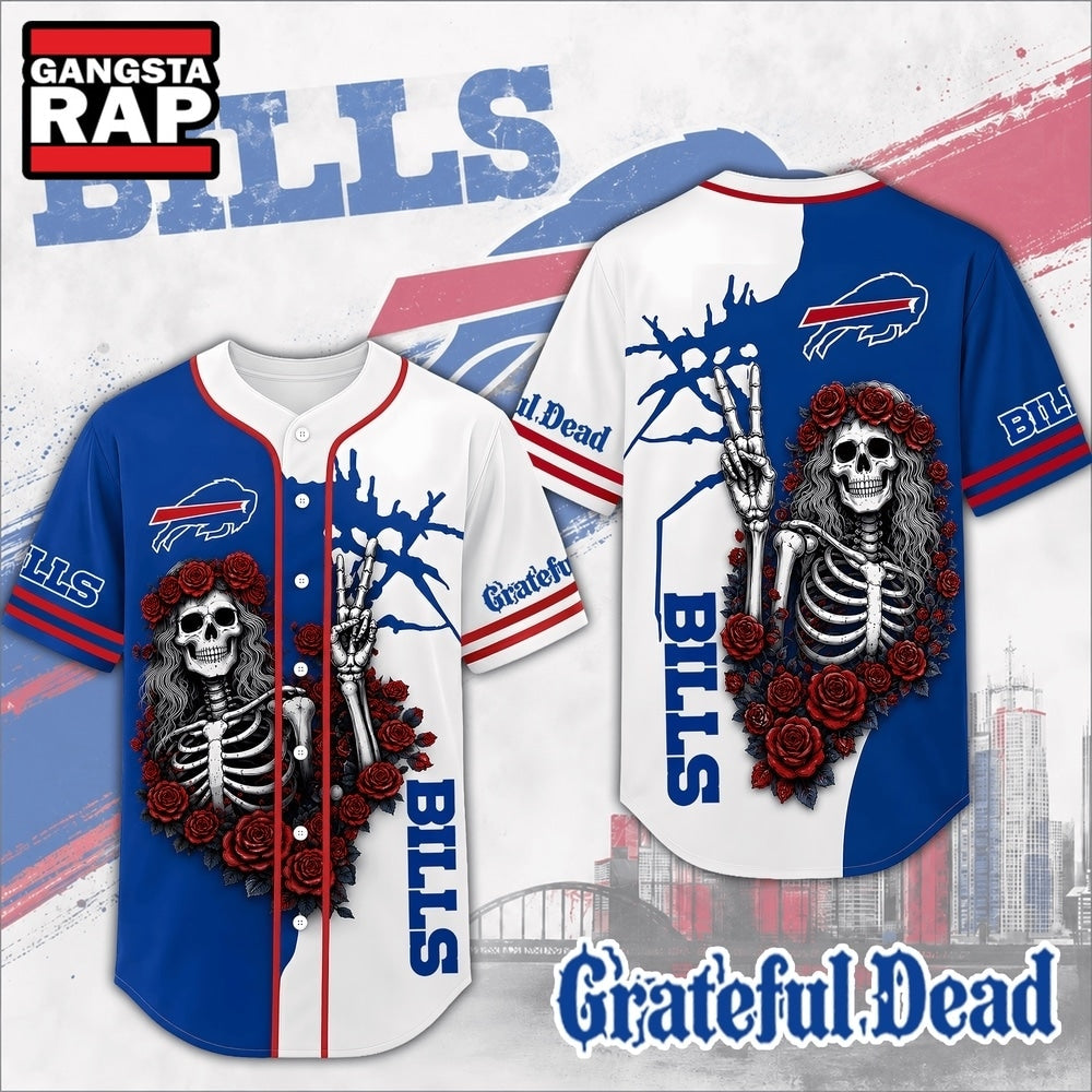 Buffalo Bills NFL Game Day Grateful Dead Baseball Jersey Shirt