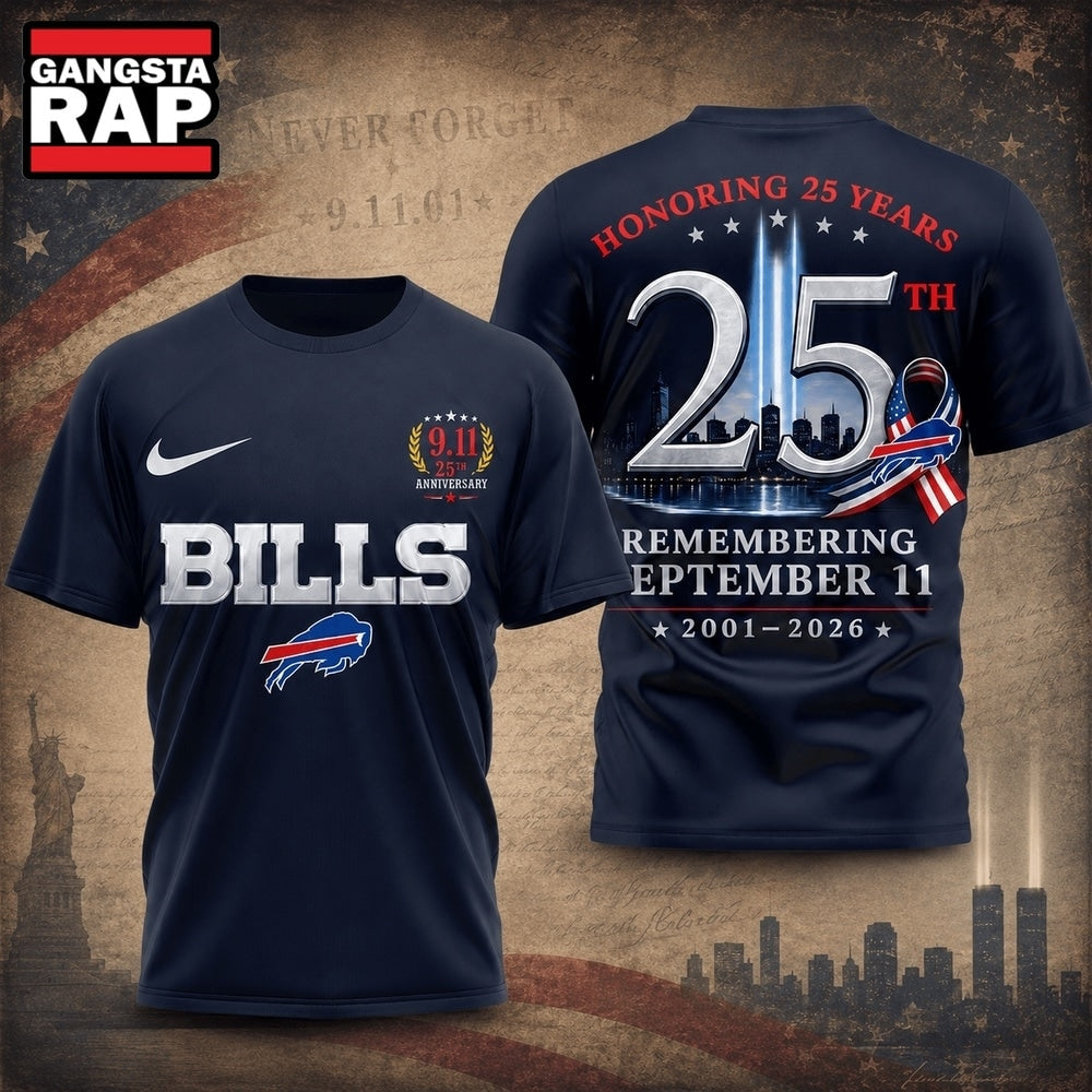 Buffalo Bills NFL Honoring 25 Years Remembering September 11 T Shirt, Football New Design Shirt