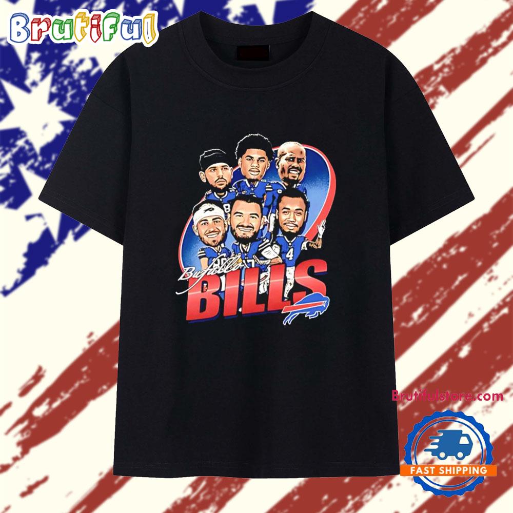 Buffalo Bills Players Caricature Vintage T Shirt