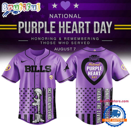 Buffalo Bills Purple Heart Day Limited Edition Baseball Jersey