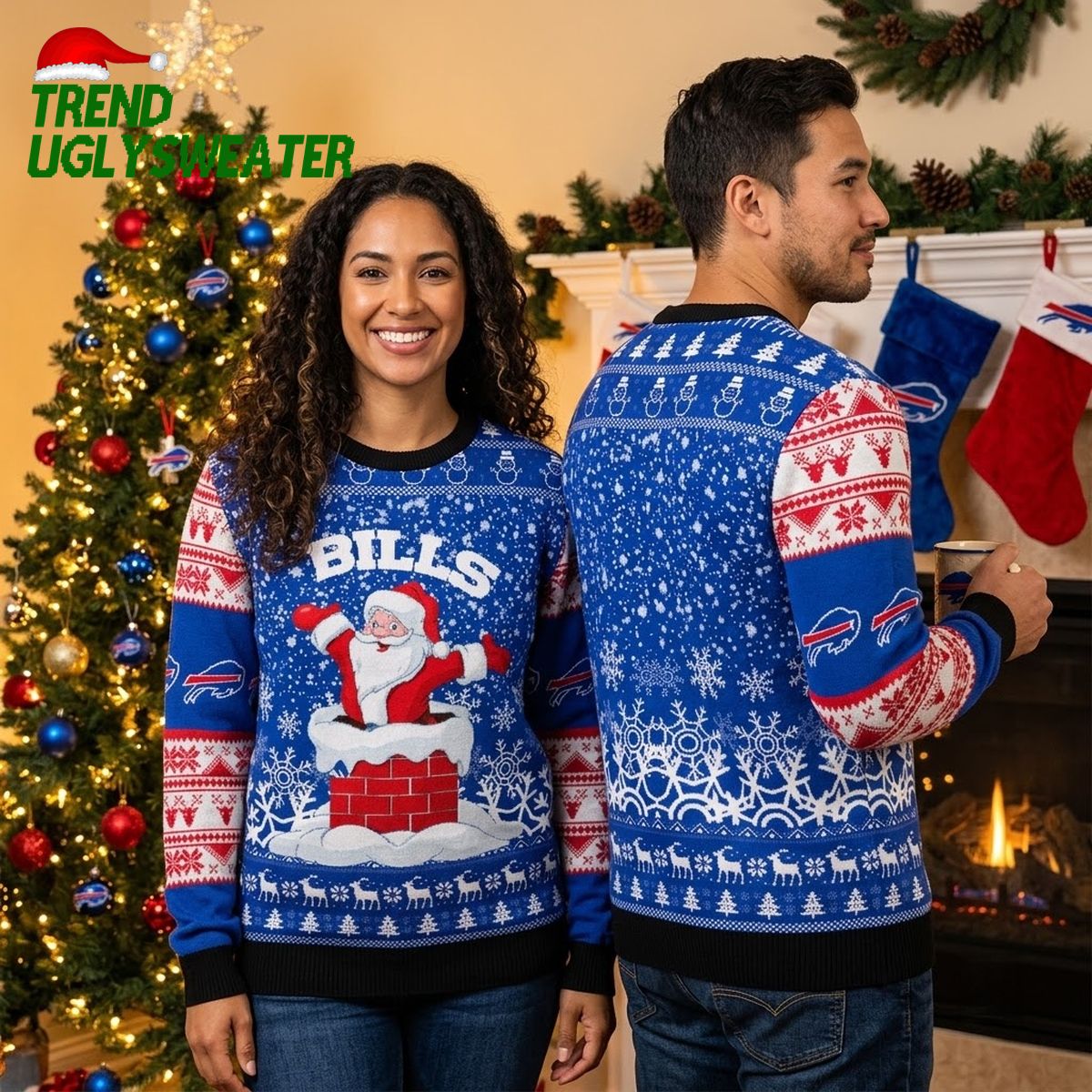 Buffalo Bills Santa Claus Chimney Ugly Christmas Sweater