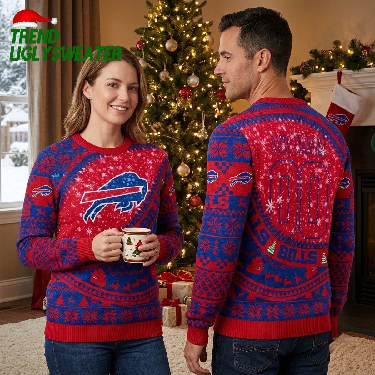 Buffalo Bills Snowflake Logo Ugly Christmas Sweater