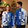 Buffalo Bills Split Football Helmet Ugly Christmas Sweater