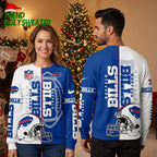Buffalo Bills Split Football Helmet Ugly Christmas Sweater