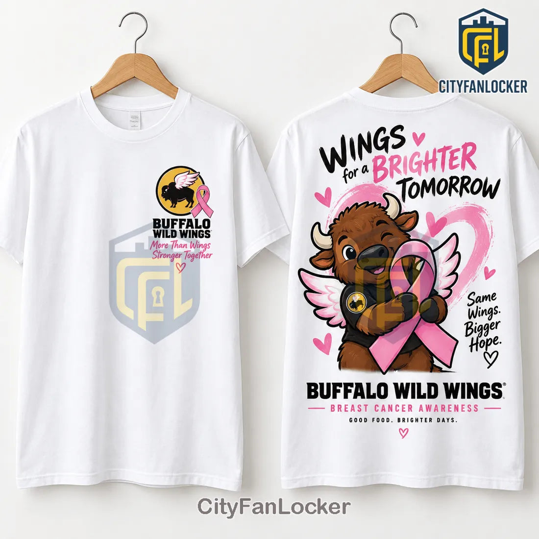 Buffalo Wild Wings Breast Cancer Awareness White Shirt