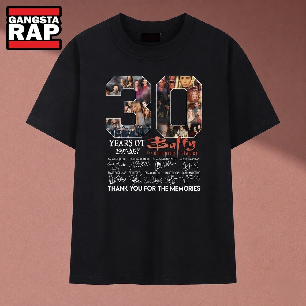 Buffy The Vampire Slayer 30th Anniversary 1997 2027 Cast Signatures T Shirt, Music 2D Shirt