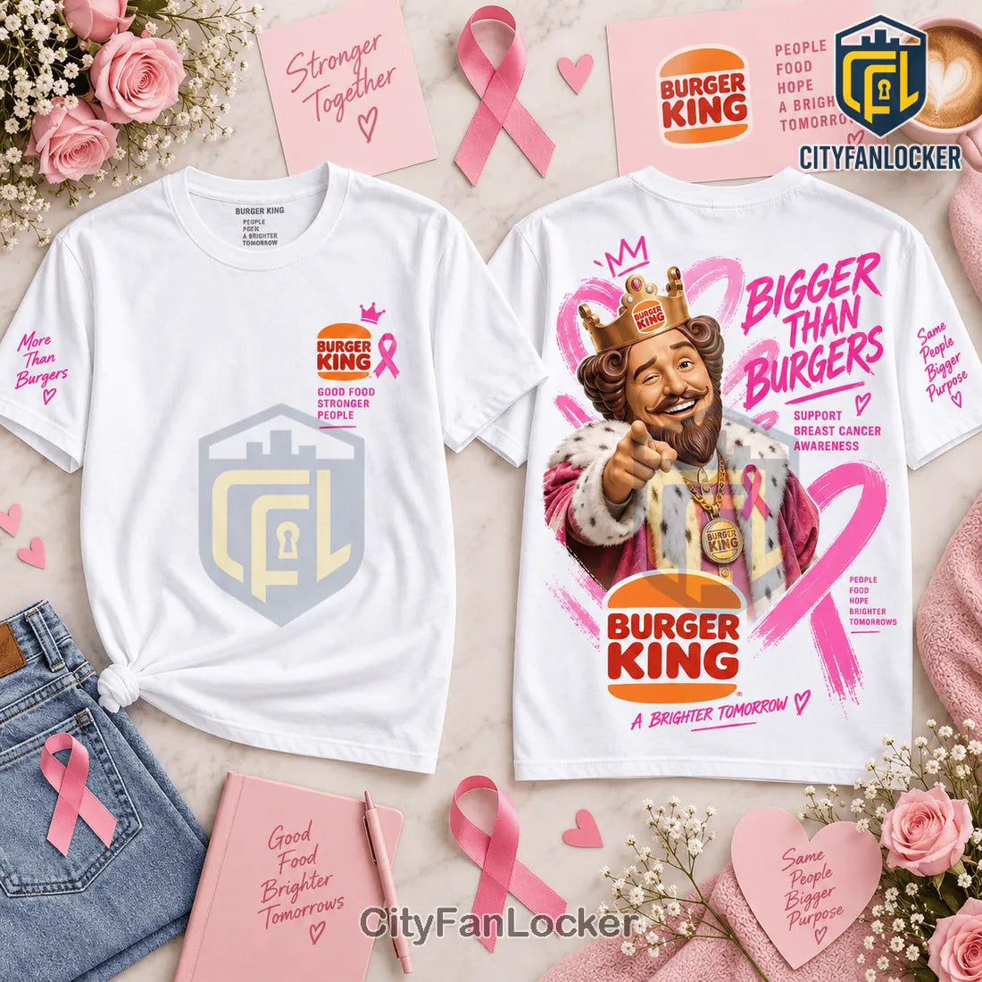 Burger King Breast Cancer Awareness Pink Ribbon Shirt